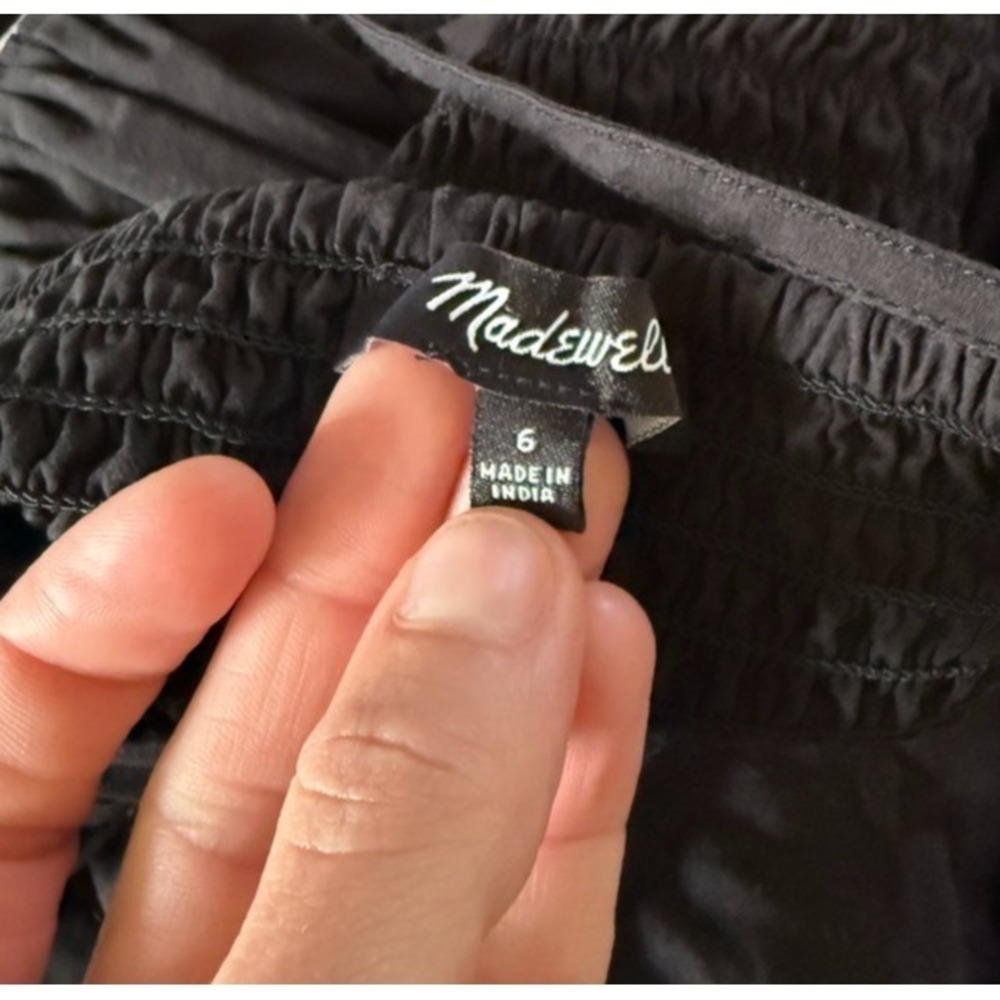 Madewell Poplin Crop Tube Top Womens Sz 6 S Black Ruched Minimalist Quiet Luxury - Picture 3 of 8